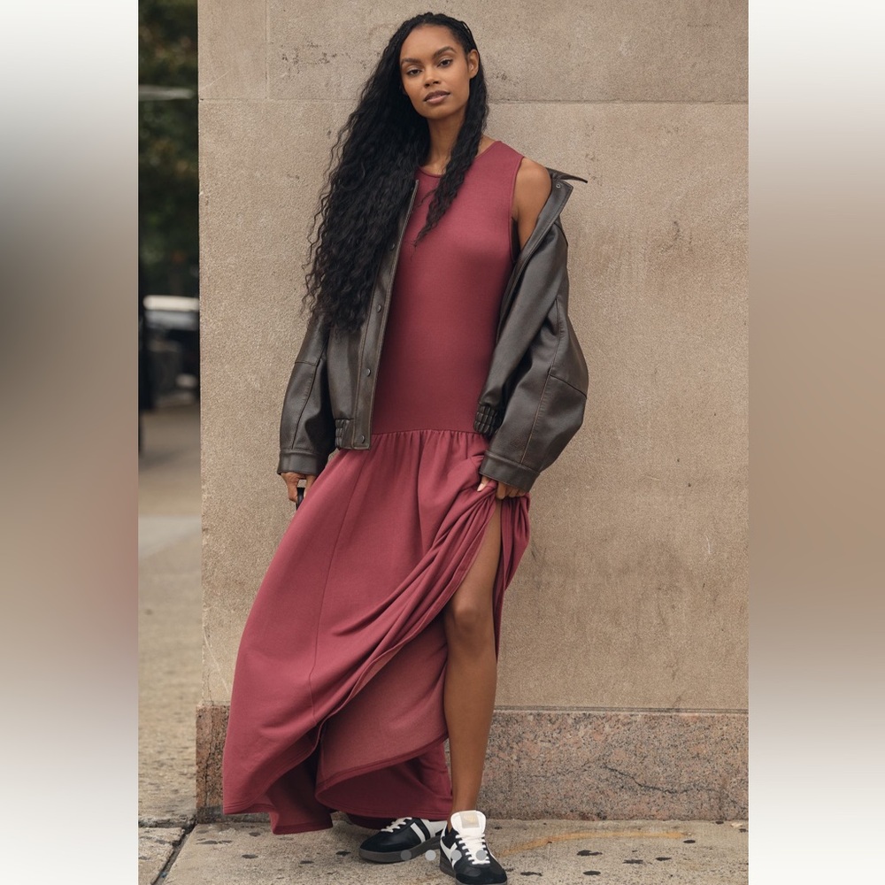 NWT Daily Practice by Anthropologie Sleeveless Drop-Waist Midi Dress